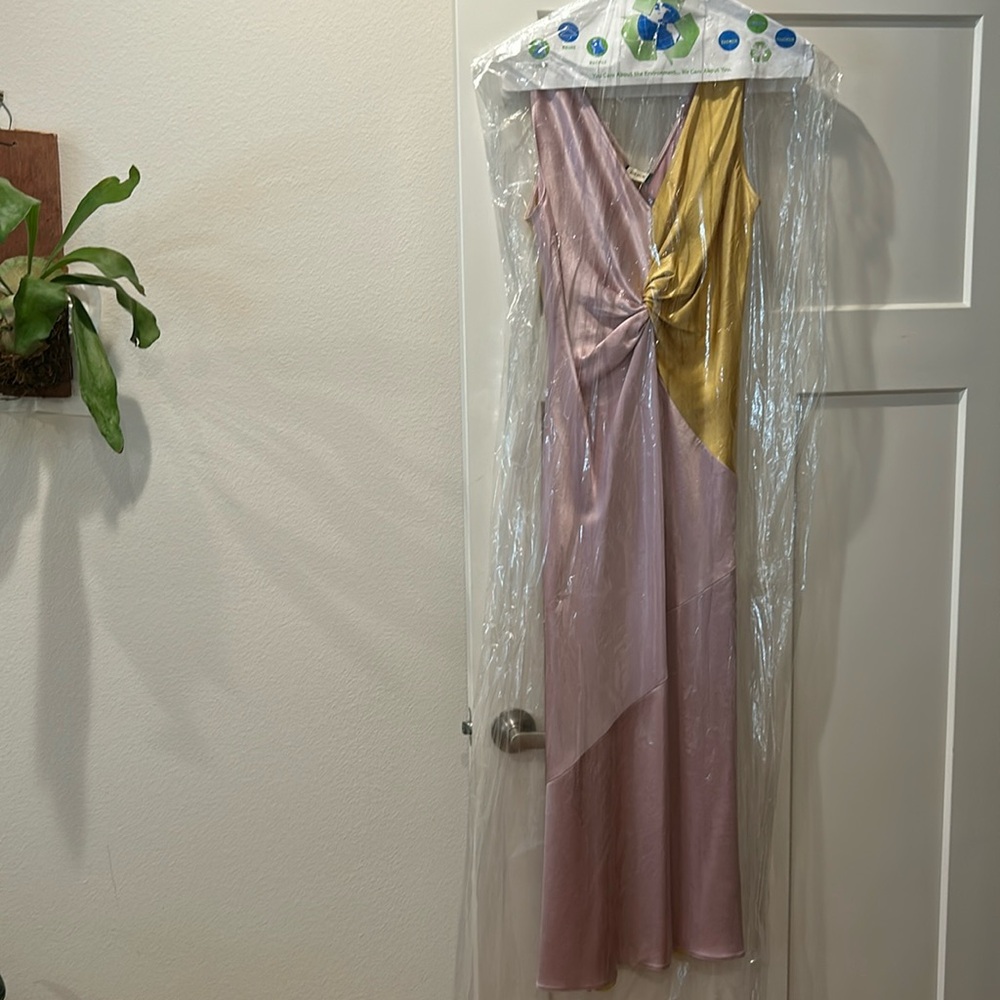 Pinko Minestra Two Tone Pink and Gold Asymmetrical Dress size 6